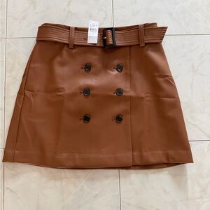 LOFT Brown Double-Breasted Mini Skirt